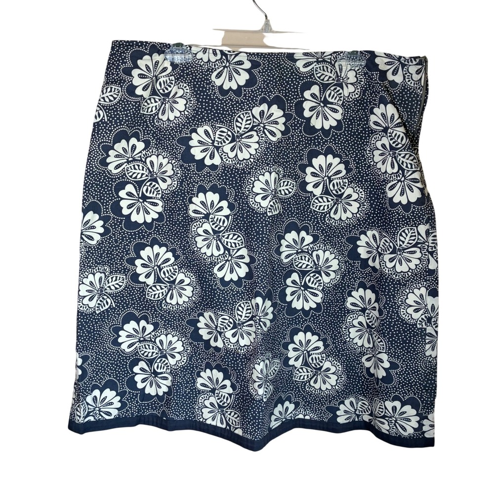 Boden Navy White Floral Cotton A-Line Skirt Lined Size‎ 18L WG326